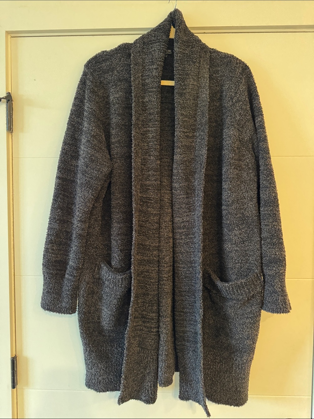 Barefoot Dreams Charcoal Heather Open-Front Plush Cardigan With Pockets